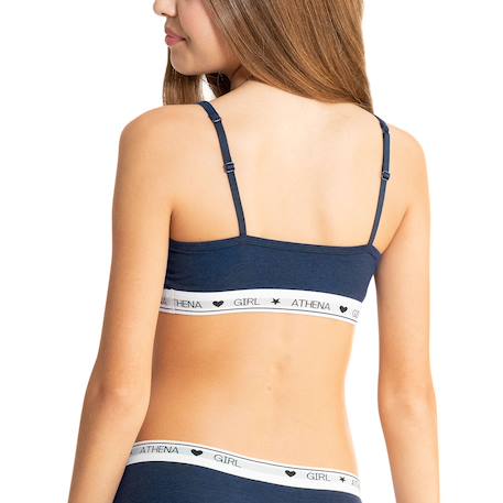 Lot de 2 brassières coton ultra doux Blanc-gris chiné+Blanc-rose pastel+Bleu titane-gris chiné 12 - vertbaudet enfant 