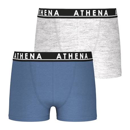 Lot de 2 boxers garçon easy color athena Bleu minéral-gris chiné+Noir 1 - vertbaudet enfant 
