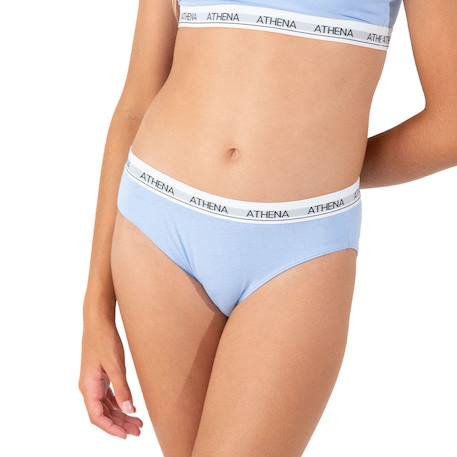 Lot de 2 slips fille coton ultra doux Blanc-bleu pastel+Blanc-gris chiné 4 - vertbaudet enfant 