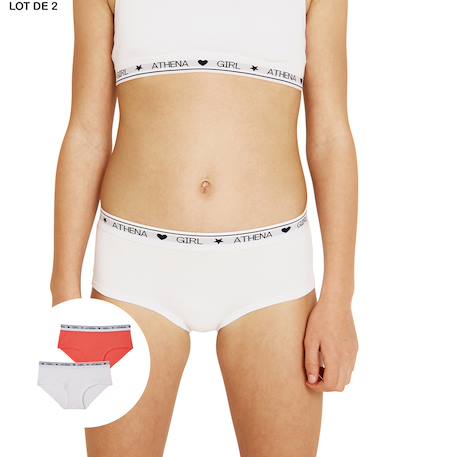 Lot de 2 boxers fille coton ultra doux girl by Blanc-rose corail 2 - vertbaudet enfant 
