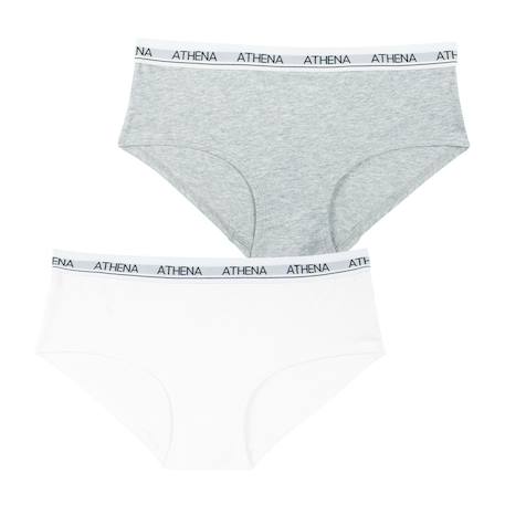 Lot de 2 boxers fille coton ultra doux  fille Blanc-bleu pastel+Blanc-gris chiné 10 - vertbaudet enfant 