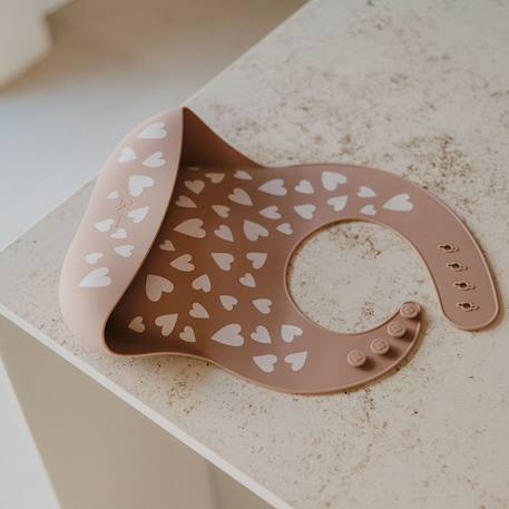 Bavoir en silicone fall in love taupe rose Taupe rose 2 - vertbaudet enfant 