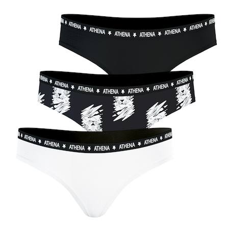 Lot de 3 slips fille ecopack girl mode athena fille Blanc-tigres-noir 1 - vertbaudet enfant 