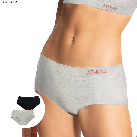 Lot de 2 boxers fille sans couture fashion  fille Gris chiné-noir 2 - vertbaudet enfant 