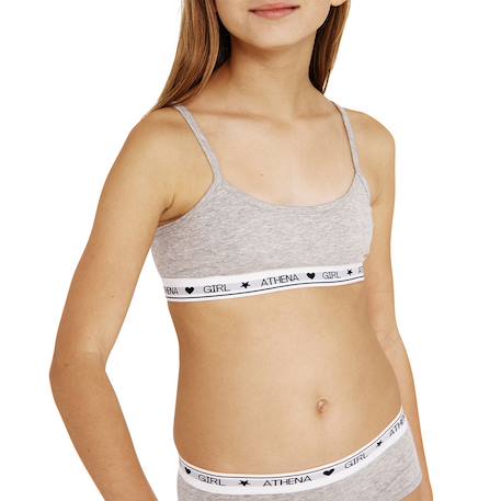Lot de 2 brassières coton ultra doux Blanc-gris chiné+Blanc-rose pastel+Bleu titane-gris chiné 13 - vertbaudet enfant 
