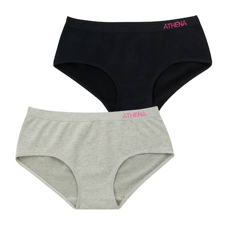 Lot de 2 boxers fille sans couture fashion  fille Gris chiné-noir 3 - vertbaudet enfant 