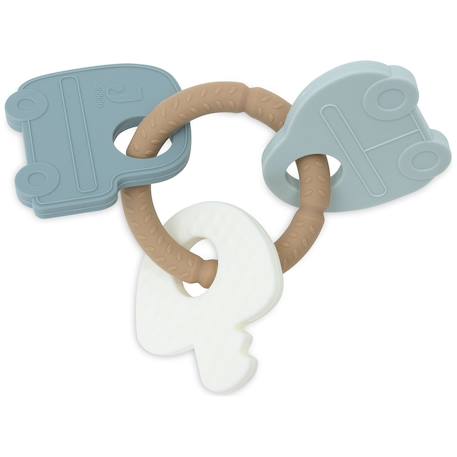Anneau de dentition en silicone on the go Bleu, blanc, marron 2 - vertbaudet enfant 