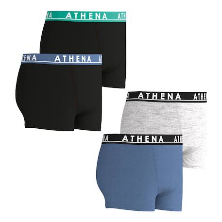 Lot de 4 boxers garçon easy color athena Noir-bleu-chiné 2 - vertbaudet enfant 