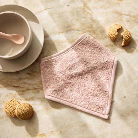 Lots de 2 bavoirs bandana en coton Biscuit+Nougat+Rose 17 - vertbaudet enfant 
