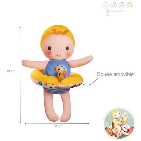 Poupée de bain axelle Bleu, jaune, saumon+Marron, rose+Orange, rouge, vert d'eau 3 - vertbaudet enfant 