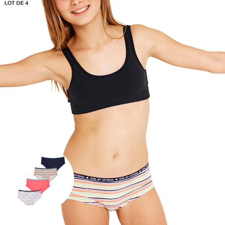 Lot de 4 culottes maxi format Uni bleu minuit-imprimé texte-uni bubble gum 2 - vertbaudet enfant 