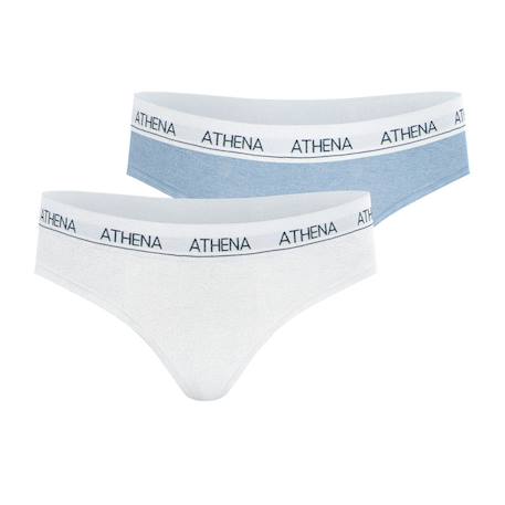 Lot de 2 slips fille coton ultra doux Blanc-bleu pastel+Blanc-gris chiné 1 - vertbaudet enfant 