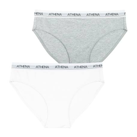 Lot de 2 slips fille coton ultra doux Blanc-bleu pastel+Blanc-gris chiné 10 - vertbaudet enfant 