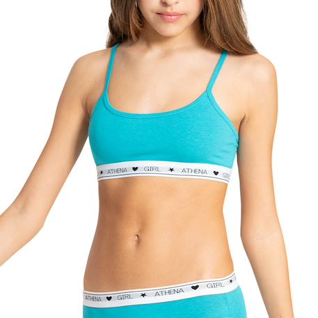 Lot de 2 brassières coton ultra doux by  fille Bleu lagon-gris chiné 4 - vertbaudet enfant 