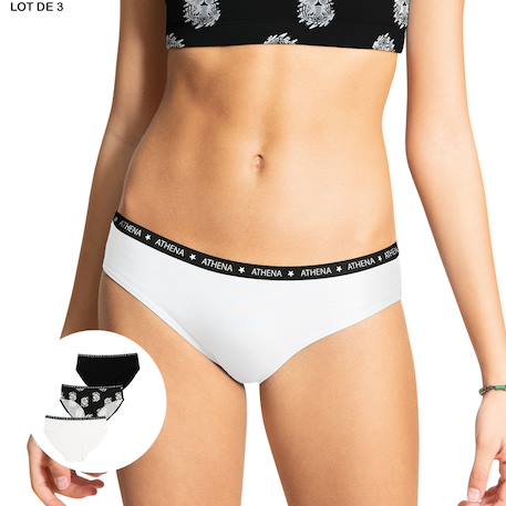 Lot de 3 slips fille ecopack girl mode athena fille Blanc-tigres-noir 2 - vertbaudet enfant 