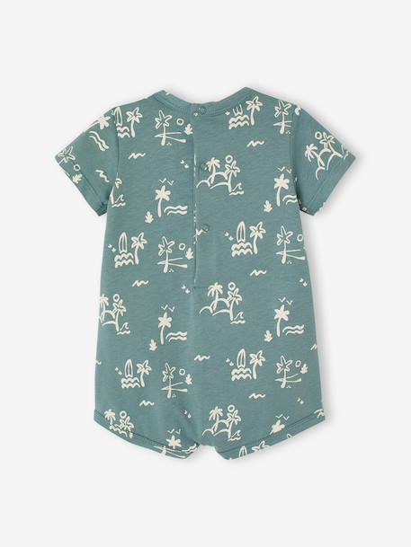 Combinaison courte bébé jersey bleu canard+écru 2 - vertbaudet enfant 