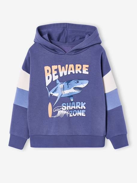 Sweat capuche imprimé blanc chiné+bleu ardoise+gris chiné 4 - vertbaudet enfant 
