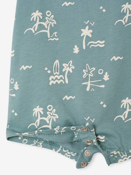 Combinaison courte bébé jersey bleu canard+écru 3 - vertbaudet enfant 