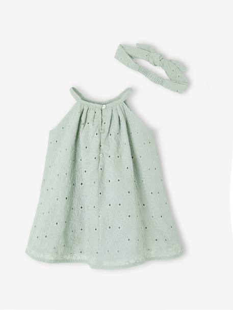 Robe broderie anglaise accessoire assorti vert sauge 5 - vertbaudet enfant 