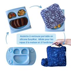 Puériculture-Assiette easymat + sac isotherme fleur de jardin bleu