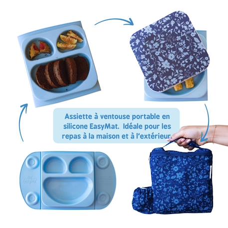 Assiette easymat + sac isotherme fleur de jardin bleu Multi-coloured 1 - vertbaudet enfant 