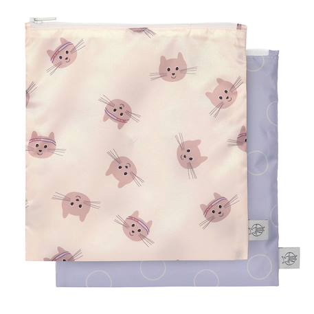 Lot de 2 pochettes à snack tiny team cat Multi-coloured 1 - vertbaudet enfant 