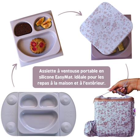 Assiette easymat + sac isotherme fleur de jardin rose Multi-coloured 1 - vertbaudet enfant 