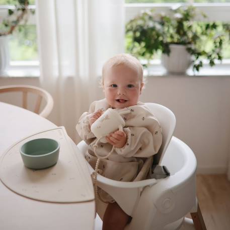 Bavoir bébé à manches longues imperméable – protection repas et activités sans taches Ecru, noir 4 - vertbaudet enfant 