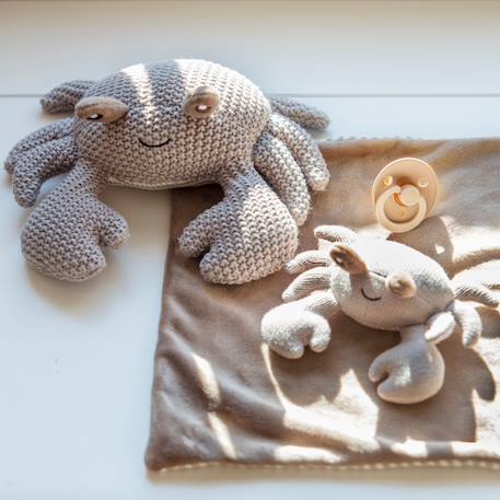 Peluche bébé en tricot et velours côtelé – douce et écoresponsable dès la naissance Gris marron, blanc 5 - vertbaudet enfant 