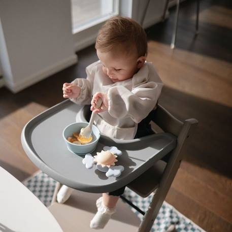 Bavoir bébé manches longues imperméable – protection repas avec poche récupératrice Beige+Rose 4 - vertbaudet enfant 