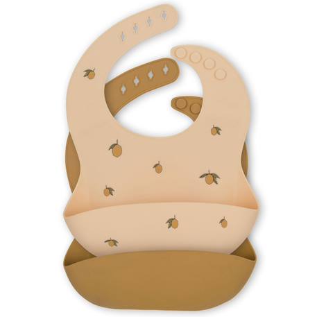 Lot de 2 bavoirs à poche lemon Ecru, jaune, moutarde 1 - vertbaudet enfant 