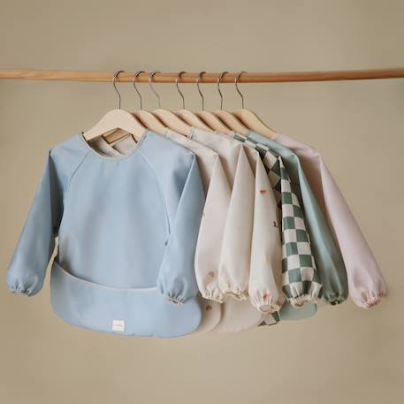 Bavoir bébé manches longues imperméable – protection repas avec poche récupératrice Beige+Rose 10 - vertbaudet enfant 