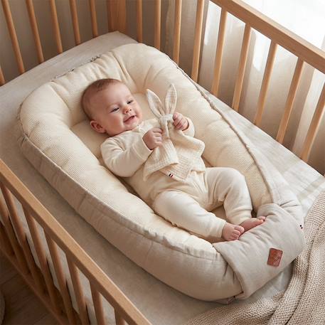 Cocon nid réducteur de lit en coton nid d'abeille Beige+Bleu+Écru+Rose 3 - vertbaudet enfant 