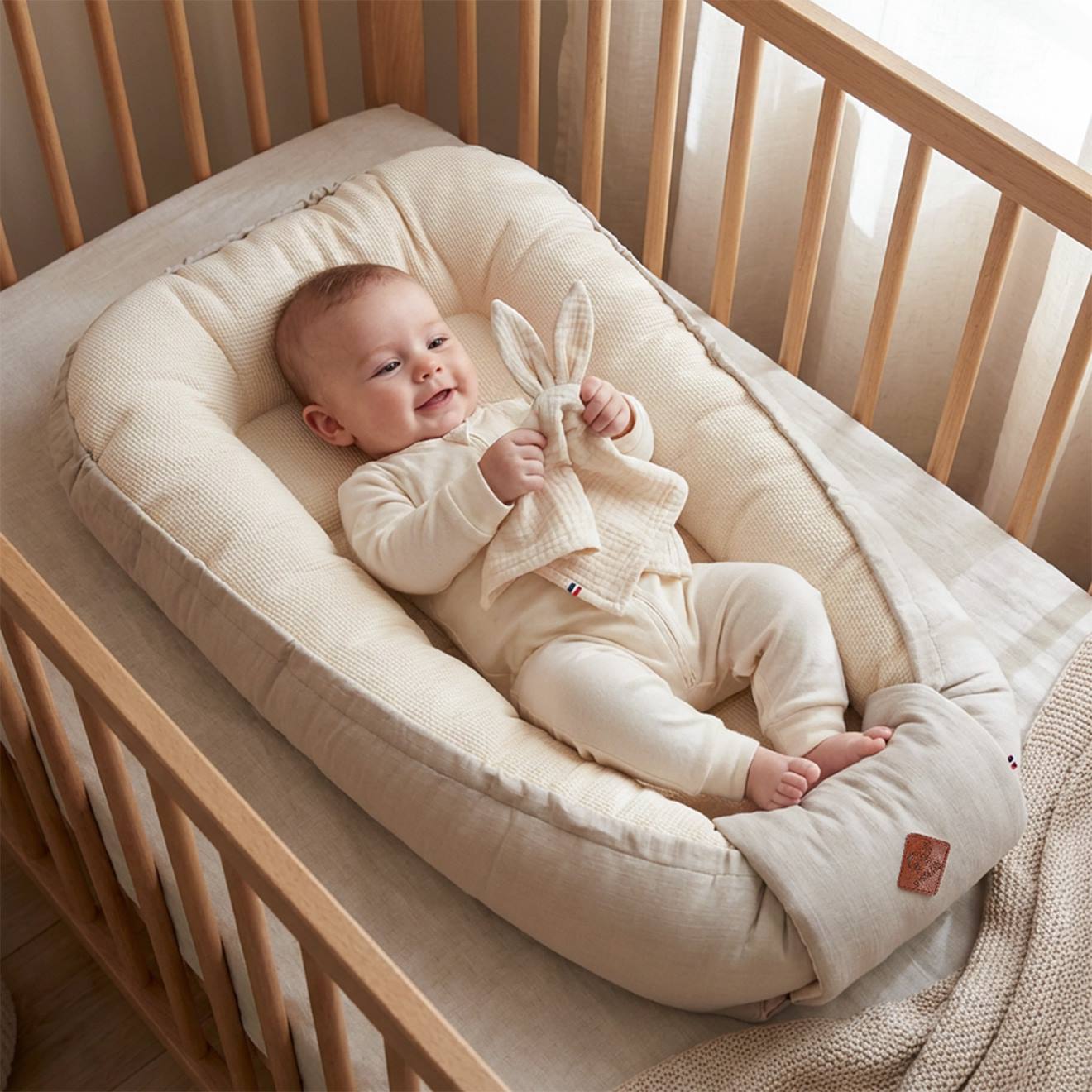 Nid D’ange Réducteur De Lit Pour Nouveau-né – 90x50 Cm, Coton OEKO-TEX, Lavable – Cocon Douillet Pour Couffin, Lit Ou Berceau