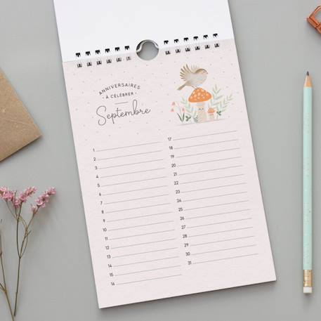 Calendrier perpétuel anniversaires illustré – organisation durable et pratique toute l’année Beige, jaune 2 - vertbaudet enfant 