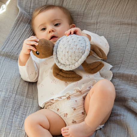 Peluche bébé en tricot et velours côtelé – douce, résistante et adaptée dès la naissance Gris, marron, blanc 5 - vertbaudet enfant 