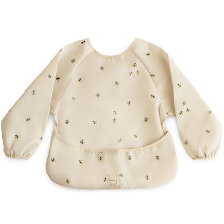 Bavoir bébé à manches longues imperméable – protection repas et activités sans taches Ecru, noir 1 - vertbaudet enfant 