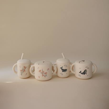 Tasse d’apprentissage bébé en silicone avec paille – douce pour les gencives dès 6 mois Ecru, rose, vert 6 - vertbaudet enfant 