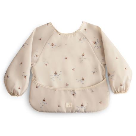 Bavoir bébé à manches longues imperméable – protection repas et activités sans taches Ecru, marron, bleu 1 - vertbaudet enfant 