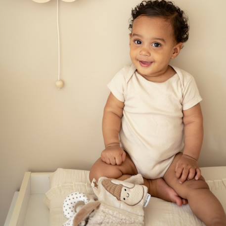 Livre sensoriel bébé en tissu avec miroir et textures – jouet d’éveil nomade dès la naissance Beige, marron+Gris, écru, vert d'eau 3 - vertbaudet enfant 