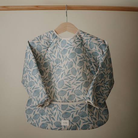 Bavoir bébé à manches longues imperméable – protection repas et activités sans taches Bleu, écru 3 - vertbaudet enfant 