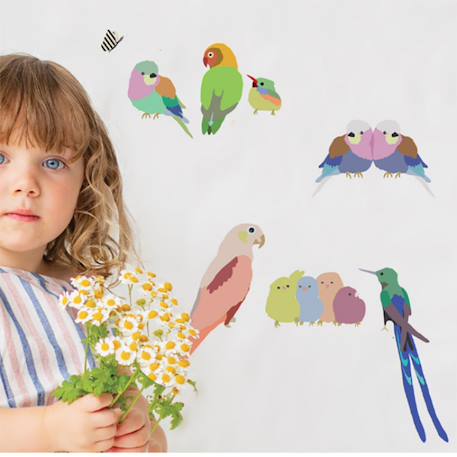 Sticker mural décoratif pour chambre d’enfant – décoration douce et poétique à poser facilement Rose, vert, lilas 2 - vertbaudet enfant 