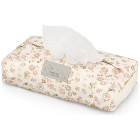 Étui pour lingettes bébé en coton bio certifié – rangement pratique et lavable en machine Rose, marron, écru 1 - vertbaudet enfant 