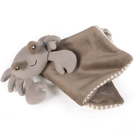 Peluche bébé en tricot et velours côtelé – douce et écoresponsable dès la naissance Gris marron, blanc 3 - vertbaudet enfant 