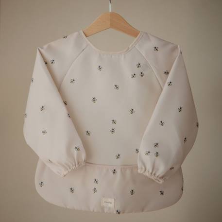 Bavoir bébé à manches longues imperméable – protection repas et activités sans taches Ecru, noir 3 - vertbaudet enfant 