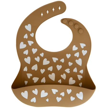 Bavoir bébé en silicone alimentaire avec poche récupératrice – étanche, réglable et facile à nettoyer Camel 1 - vertbaudet enfant 