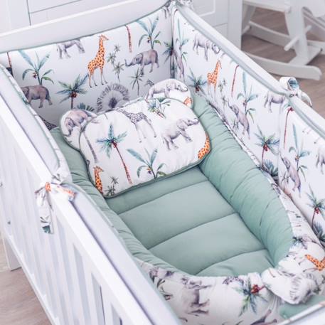 Cocon bébé matelassé nid réducteur de lit Écru+Safari, vert, gris, blanc+Sidonia, beige, écru, blanc+Stella, imprimé étoiles blanc, gris 9 - vertbaudet enfant 