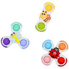 Jouet-Jeux de plein air-Sports de plein air-Jeux d'adresse-Lot de toupies à ventouse pour bébé – jouet d’éveil sensoriel et motricité dès 6 mois