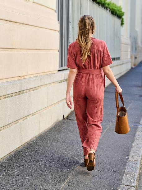 Combinaison de grossesse en gaze de coton bio terracotta 4 - vertbaudet enfant 