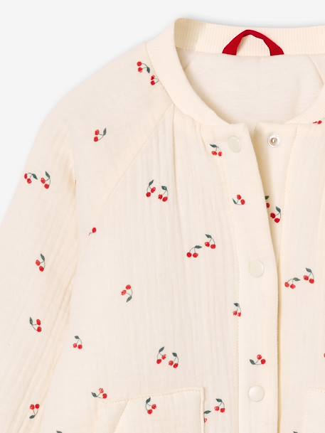 Blouson matelassé style bomber en gaze de coton fille rose poudré+vanille 8 - vertbaudet enfant 